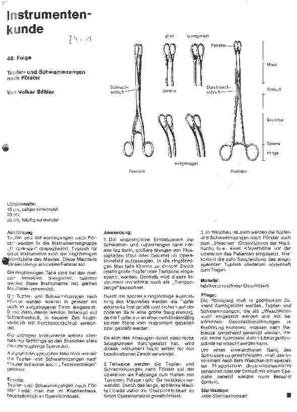 Vorschauseite 1: Instrumentenkunde - 48. Folge: Tupfer-und Schwammzangen nach Förster