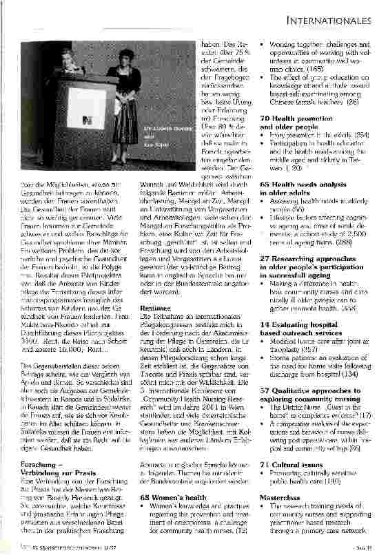 Vorschauseite 2: 2. Internationale Konferenz On Community Health Nursing Research