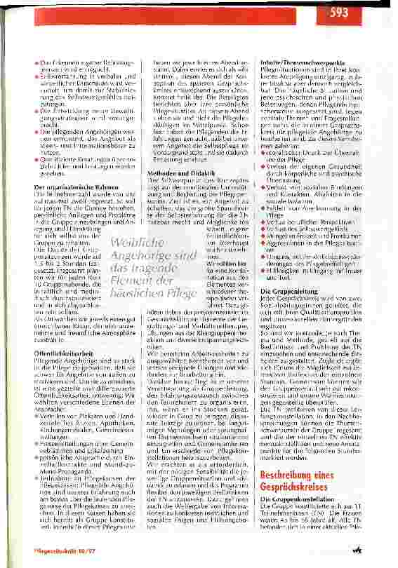 Vorschauseite 3: In der Betreuung von pflegenden Angehörigen werden neue Wege beschritten Die Pflegenden pflegen - ein Erfahrungsbericht