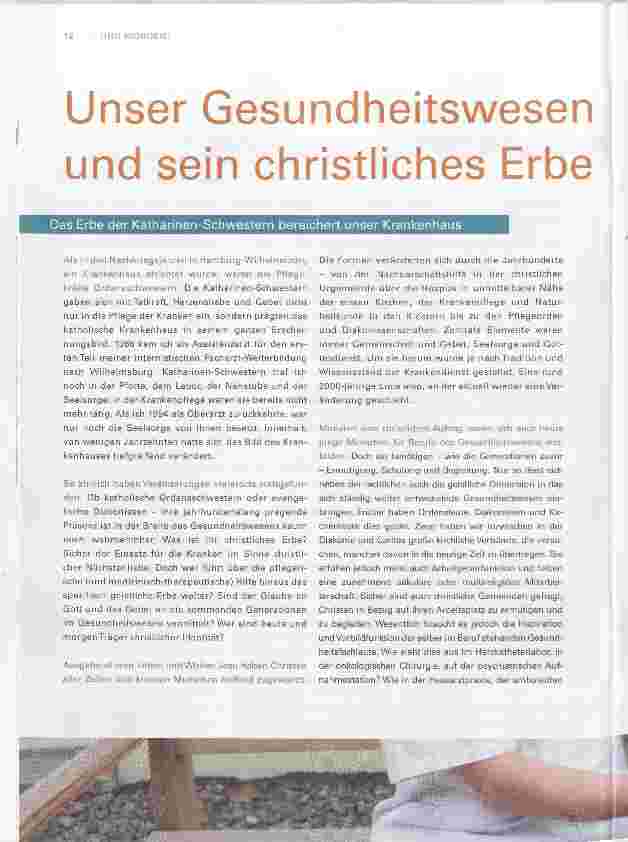 Vorschauseite 1: Unser Gesundheitswesen und sein christliches Erbe