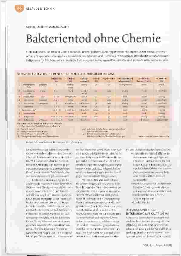 Vorschauseite 1: Bakterientod ohne Chemie