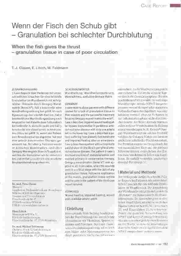 Vorschauseite 1: Wenn der Fisch den Schub gibt- Granulation bei schlechter Durchblutung