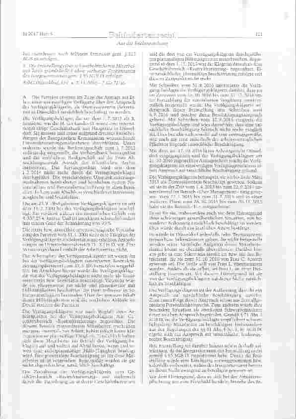 Vorschauseite 2: SGB IX §§ 71 Abs. 1, 81 Abs. 4 Nr. 1, 85; BGB §315 Einstweiliges Verfügungsverfahren zum Beschäftigungsanspruch schwerbehinderter Menschen im laufenden Arbeitsverhältnis