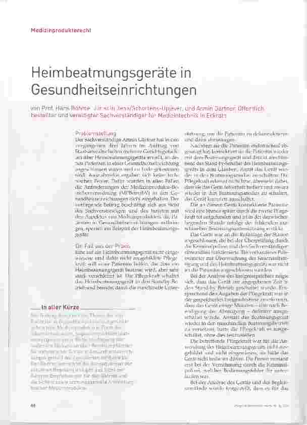 Vorschauseite 1: Heimbeatmungsgeräte in Gesundheitseinrichtungen