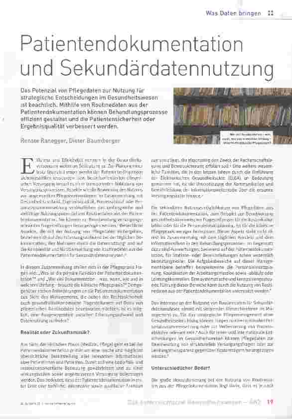 Vorschauseite 1: Patientendokumentation und Sekundärdatennutzung