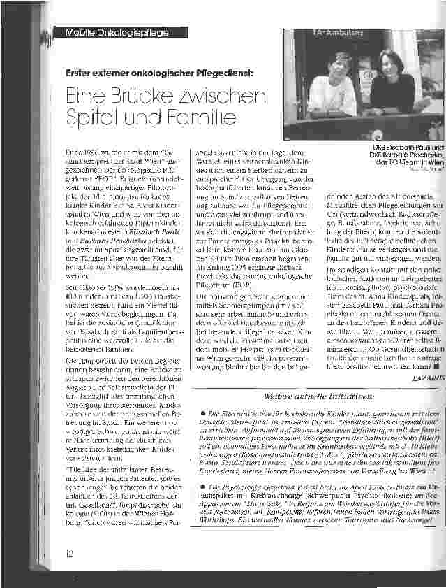 Vorschauseite 1: Eine Brücke zwischen Spital und Familie