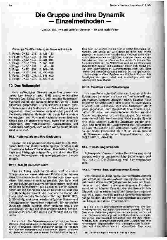 Vorschauseite 1: Die Gruppe und ihre Dynamik, das Rollenspiel