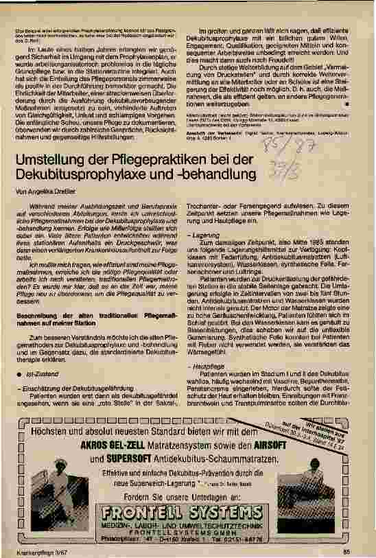 Vorschauseite 1: Umstellung der Pflegepraktiken bei der Dekubitusprophylaxe und -behandlung