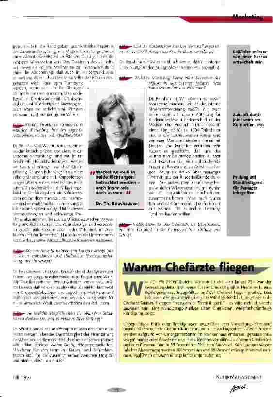 Vorschauseite 2: Krankenhausmarketing, wenn die Zeit (die interne Lage) reif ist Klug dosierte Schubkraft für die Krankenhausentwicklung