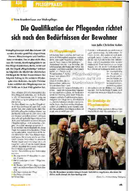 Vorschauseite 1: Die Qualifikation der Pflegenden richtet sich nach den Bedürfnissen der Bewohner