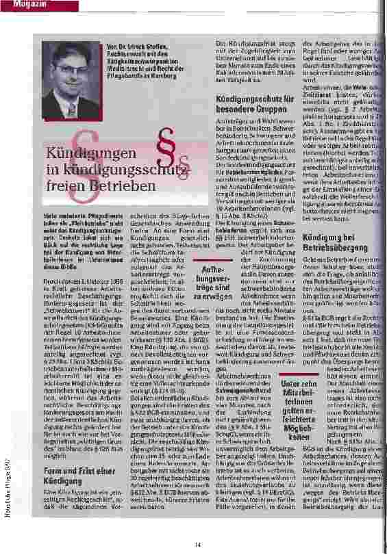 Vorschauseite 1: Kündigungen in kündigungsschutzfreien Betrieben