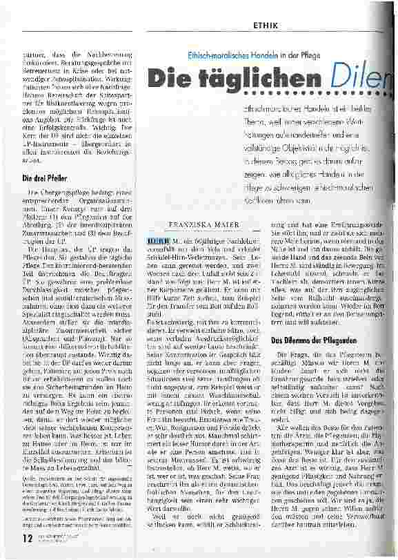 Vorschauseite 1: Die täglichen Dilemmas Ethisch-moralisches Handeln in der Pflege