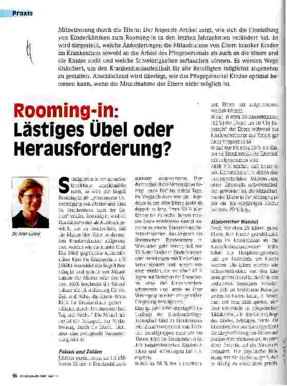 Vorschauseite 1: Rooming-in - Lästiges Übel oder Herausforderung?