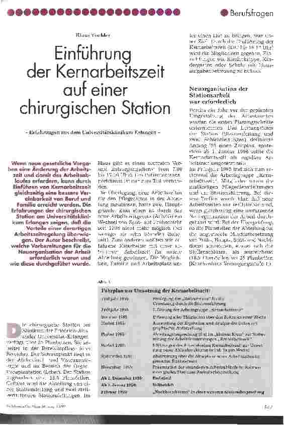 Vorschauseite 1: Einführung der Kernarbeitszeit auf einer chirurgischen Station Erfahrungen aus dem Universitätsklinikum Erlangen