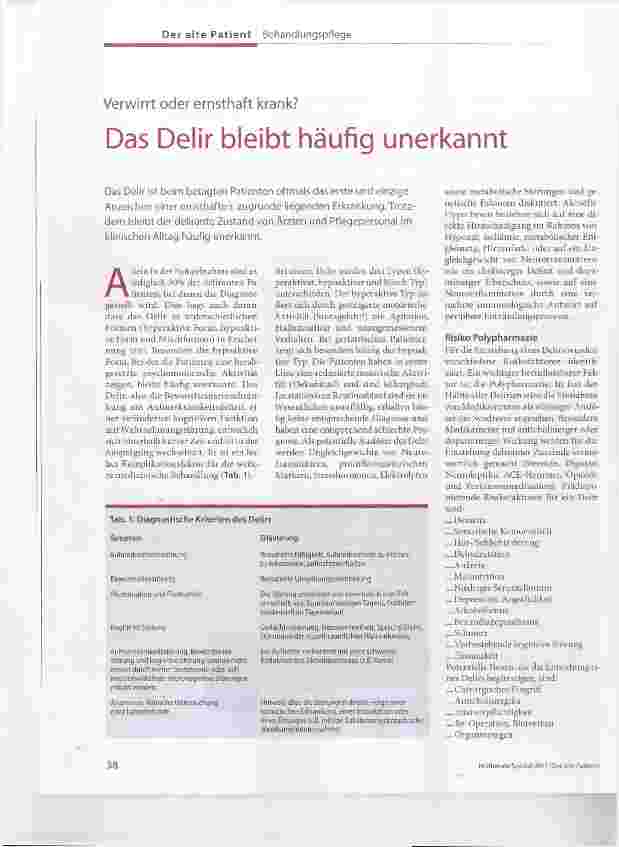 Vorschauseite 1: Das Delir bleibt häufig unerkannt