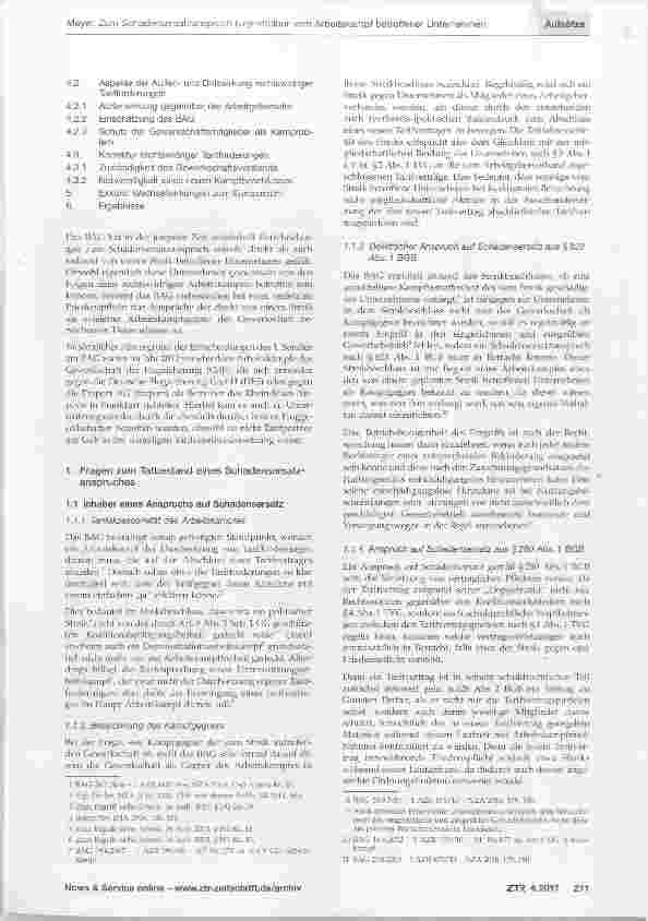 Vorschauseite 2: Zum Schadensersatzanspruch (un)mittelbar vom Arbeitskampf betroffener Unternehmen in der jüngsten Rechtsprechung des BAG