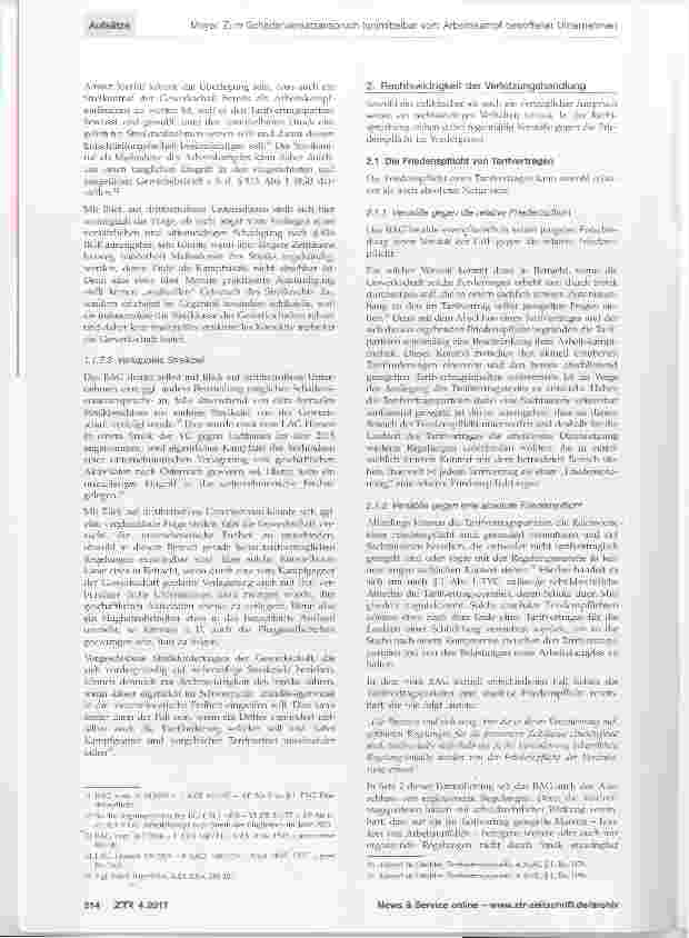 Vorschauseite 5: Zum Schadensersatzanspruch (un)mittelbar vom Arbeitskampf betroffener Unternehmen in der jüngsten Rechtsprechung des BAG