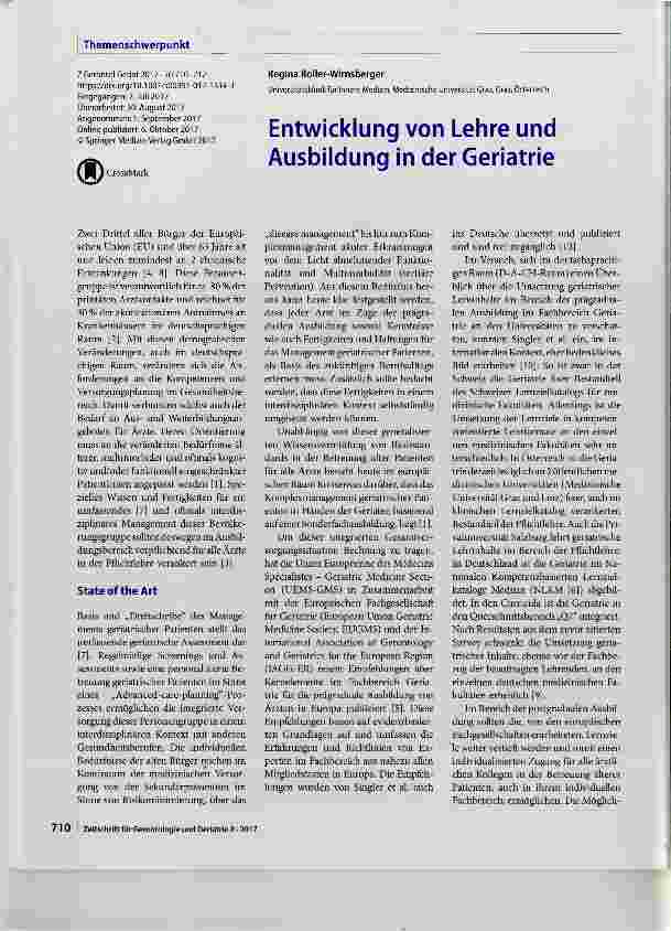 Vorschauseite 1: Entwicklung von Lehre und Ausbildung in der Geriatrie