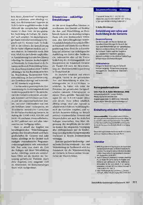 Vorschauseite 2: Entwicklung von Lehre und Ausbildung in der Geriatrie
