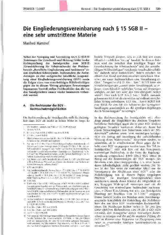 Vorschauseite 1: Die Eingliederungsvereinbarung nach § 15 SGB eine sehr umstrittene Materie