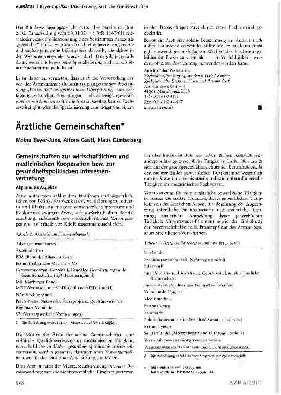 Vorschauseite 1: Ärztliche Gemeinschaften