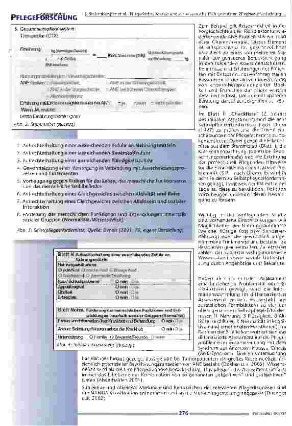 Vorschauseite 5: Pflegerisches Assessment zur wissenschaftlich gestütztenPflegbedarfserhebung in der Onkologie