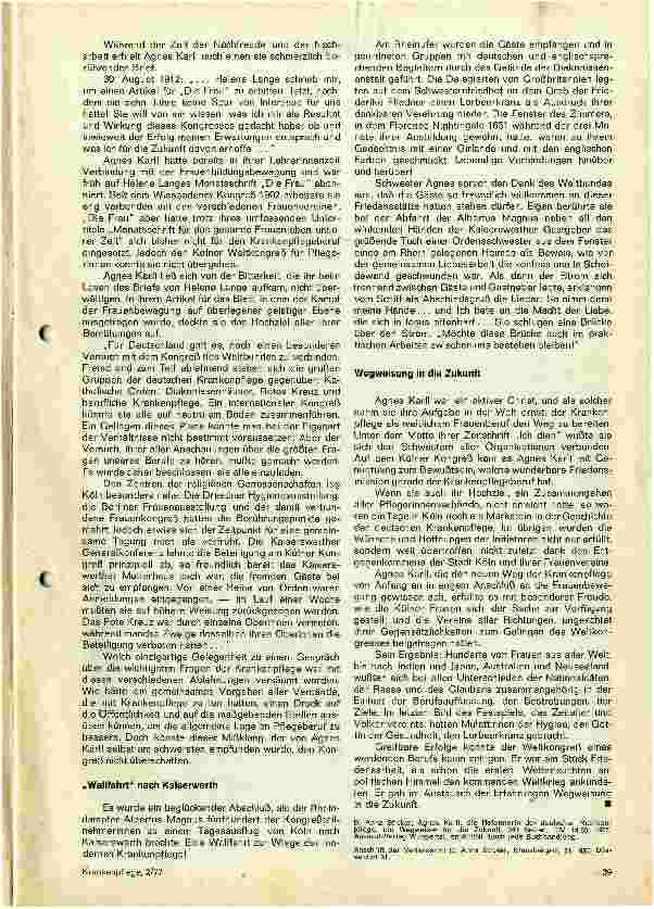 Vorschauseite 2: Agnes Karll und der Kölner Kongreß des ICN