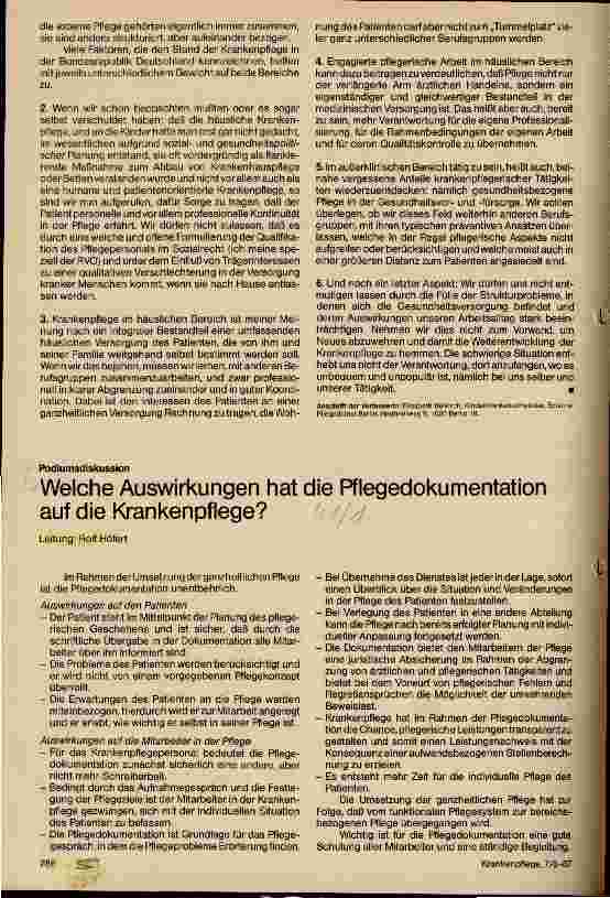 Vorschauseite 1: Welche Auswirkungen hat die Pflegedokumentation auf die Krankenpflege Podiumsdiskussion