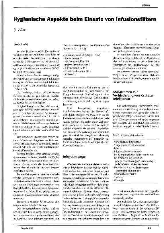 Vorschauseite 1: Hygienische Aspekte beim Einsatz von Infusionsfiltern