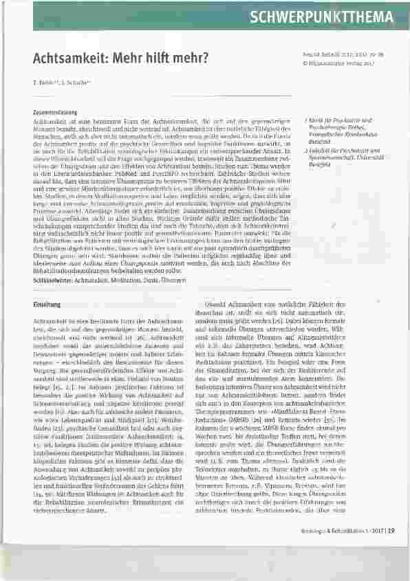 Vorschauseite 1: Achtsamkeit: Mehr hilft mehr?