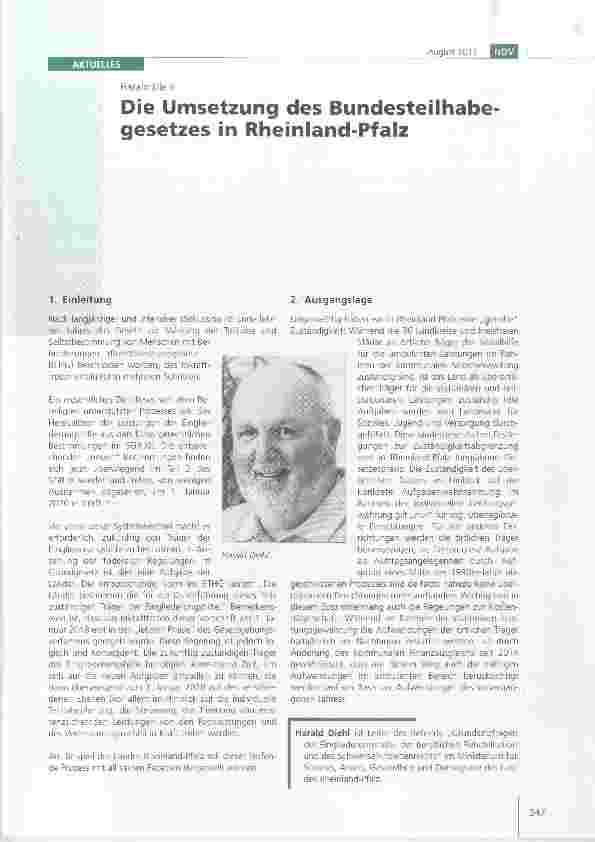 Vorschauseite 1: Die Umsetzung des Bundesteilhabegesetzes in Rheinland-Pfalz