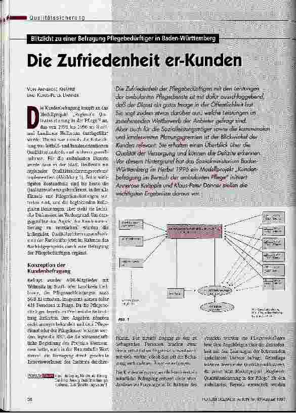 Vorschauseite 1: Die Zufriedenheit er-Kunden Blitzlicht zu einer Befragung Pflegebedürftiger in Baden-Württemberg