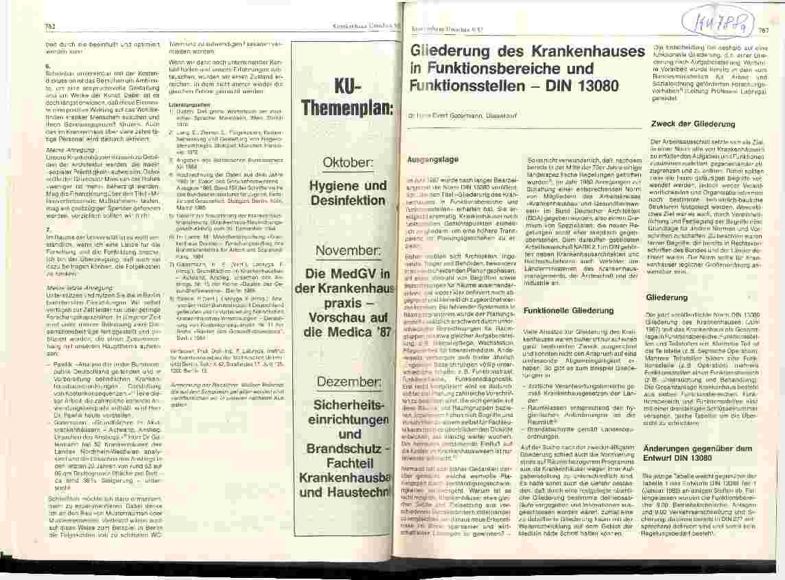 Vorschauseite 1: Gliederung des Krankenhauses in Funktionsbereiche und Funktionsstellen - DIN 13080