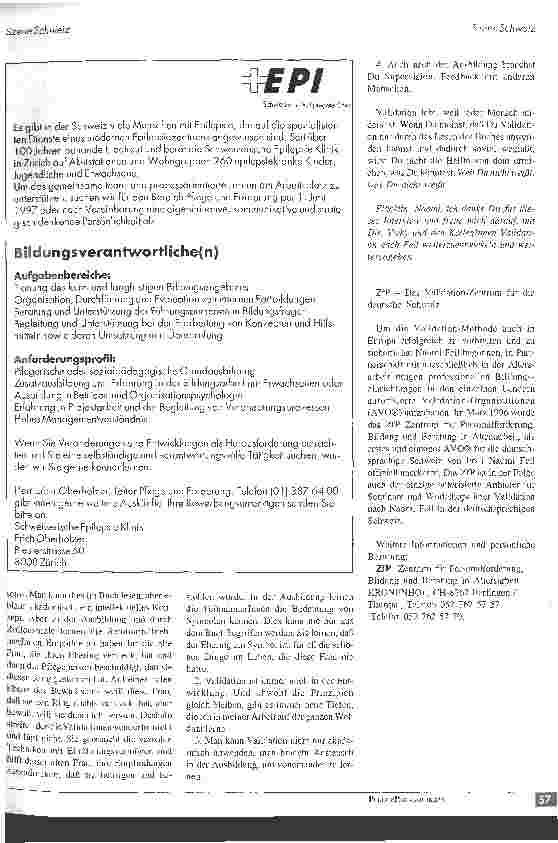 Vorschauseite 4: Validation-Ausbildung (nach Feil) nun auch in der Schweiz