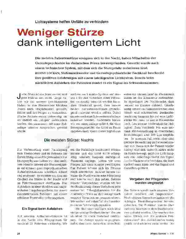 Vorschauseite 1: Weniger Stürze dank intelligentem Licht