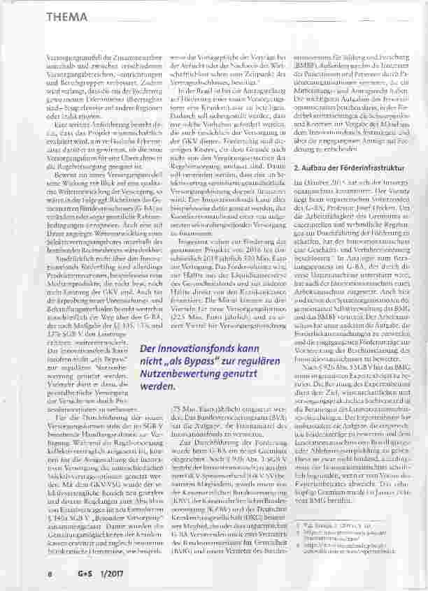 Vorschauseite 2: Der Innovationsfonds nach einem Jahr eine Zwischenbilanz aus Sicht des GKV-Spitzenverbandes