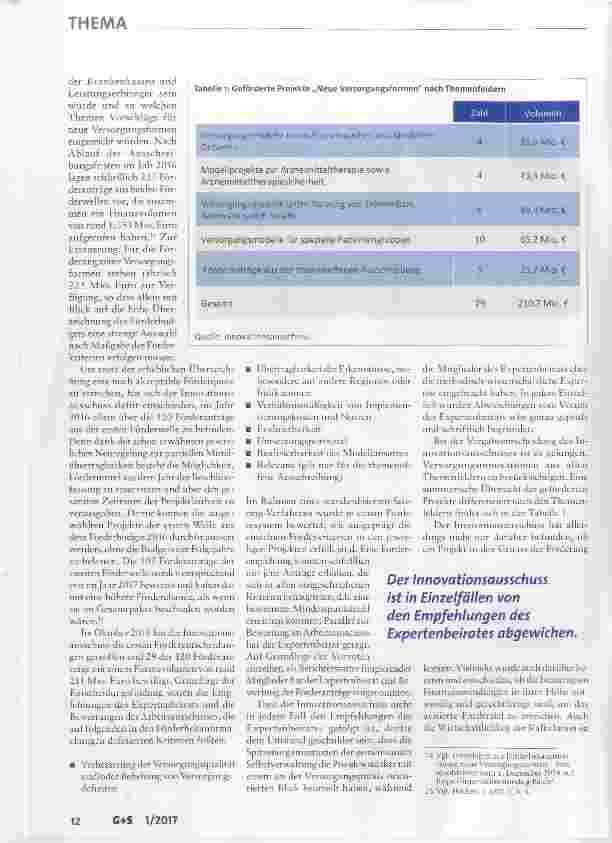 Vorschauseite 6: Der Innovationsfonds nach einem Jahr eine Zwischenbilanz aus Sicht des GKV-Spitzenverbandes