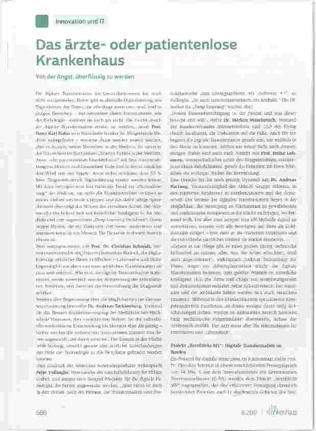 Vorschauseite 1: Das ärzteoder patientenlose Krankenhaus