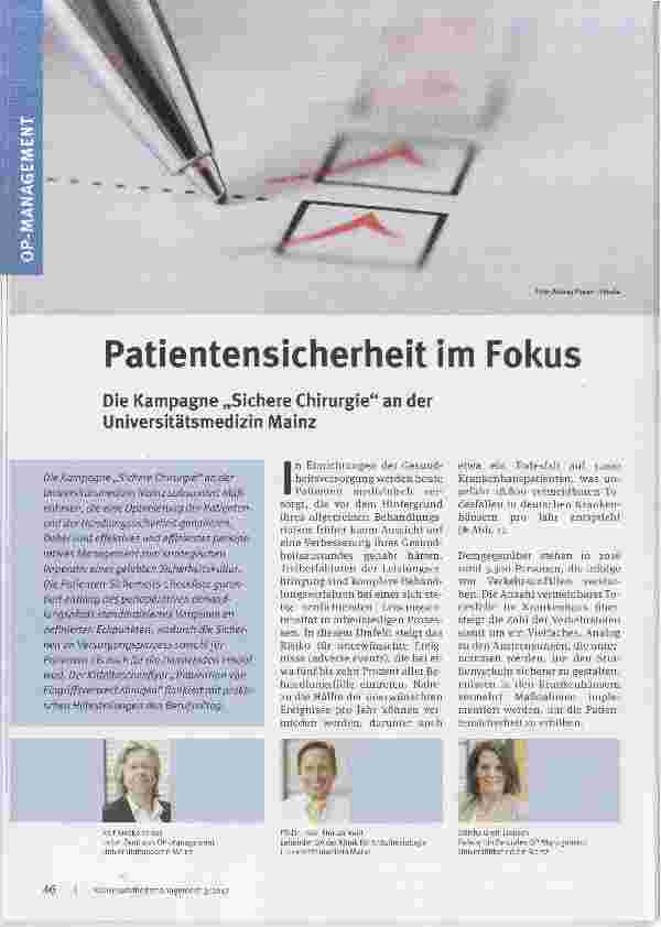 Vorschauseite 1: Patientensicherheit im Fokus
