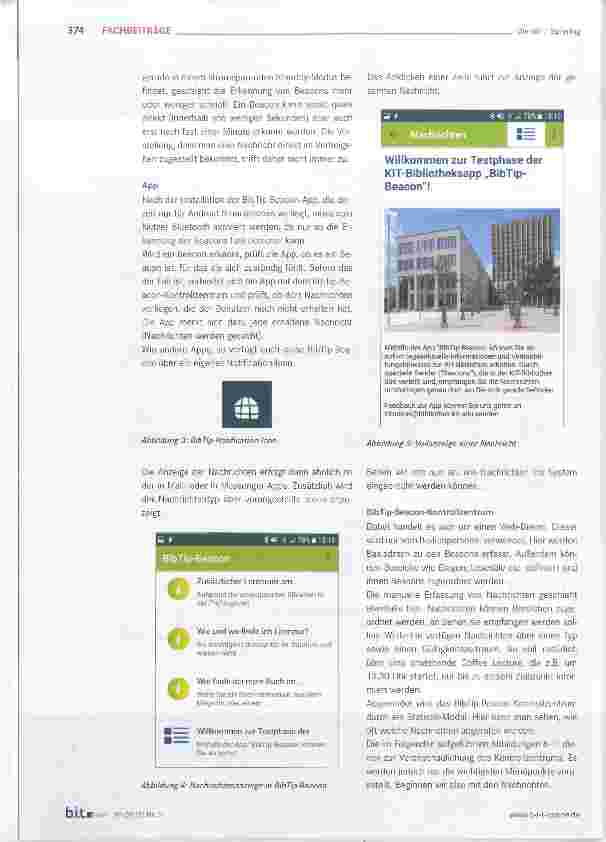 Vorschauseite 3: BibTip-Beacon - ein neuer ortsbezogener Informationskanal an der KIT-Bibliothek