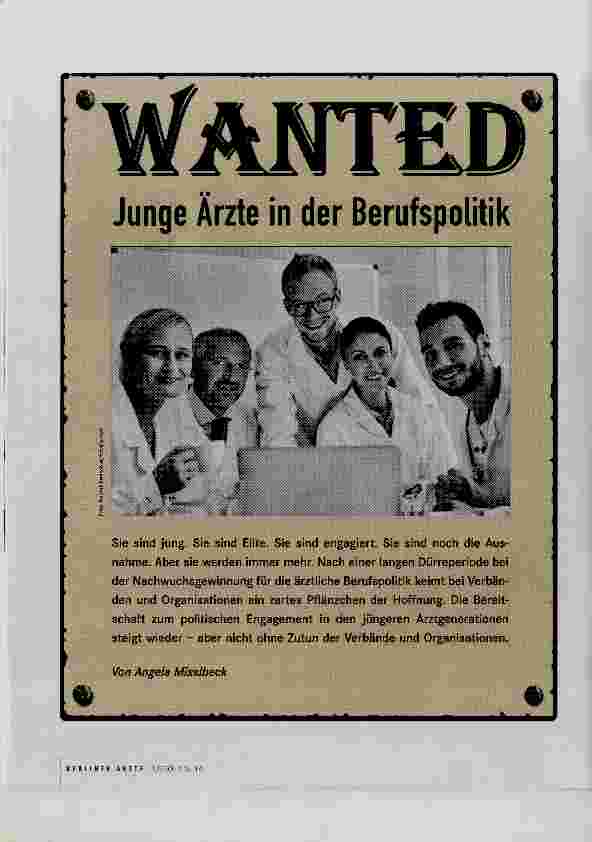 Vorschauseite 1: WANTED Junge Ärzte in der Berufspolitik