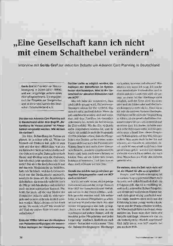 Vorschauseite 1: Eine Gesellschaft kann ich nicht mit einem Schalthebel verändern