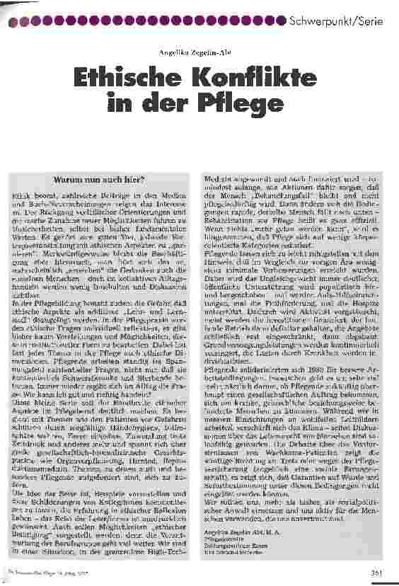 Vorschauseite 1: Ethische Konflikte in der Pflege