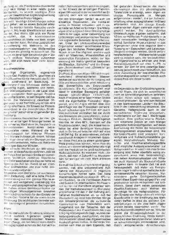 Vorschauseite 2: Einfluß der Ernährung auf Gesundheit und Leistungsfähigkeit 22. Folge: (Schluß) Nahrungsquellen der Zukunft