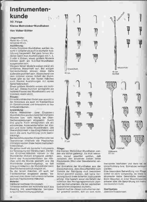 Vorschauseite 1: Instrumentenkunde 50. Folge: Kleine Mehrzinker-Wundhaken
