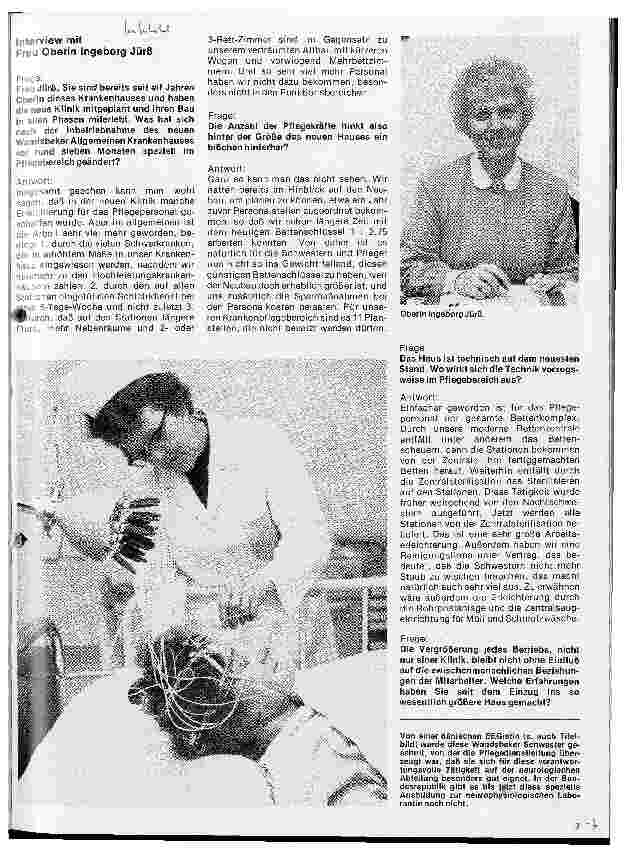 Vorschauseite 1: Das Allgemeine Krankenhaus Wansbek Interview mit Oberin Ingeborg Jürß