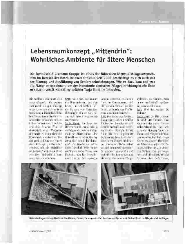 Vorschauseite 1: Lebensraumkonzept Mittendrin: Wohnliches Ambiente für ältere Menschen
