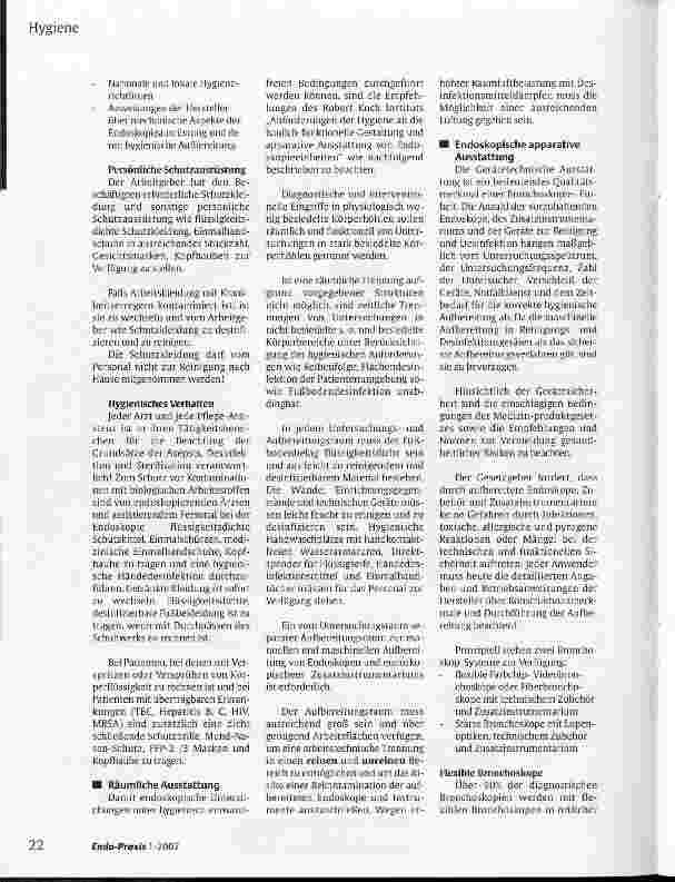 Vorschauseite 3: Hygienische Anforderungen an die flexible und starre Bronchoskopie - Aufbereitung von Bronchoskopen mit Zubehör