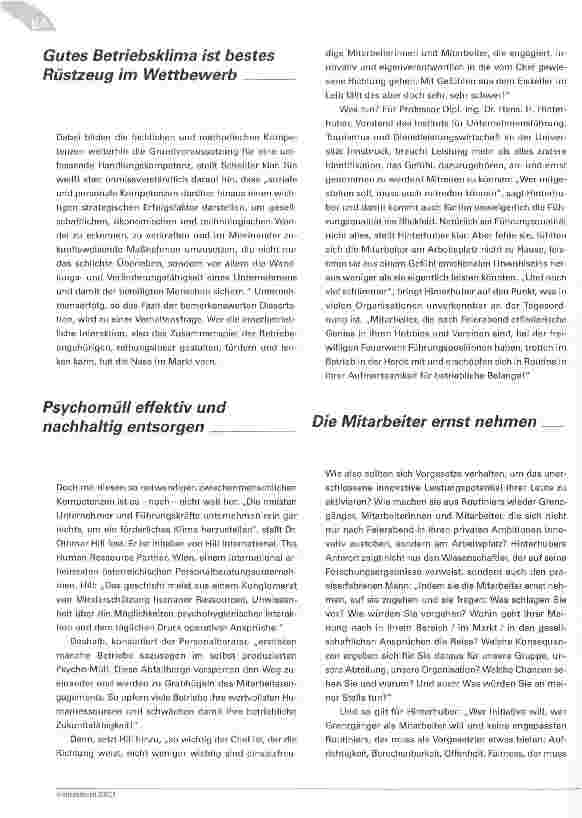 Vorschauseite 3: Leistung - Lust oder Last? Wer Einsatzbereitschaft fordert, darf die Zuwendung nicht vergessen