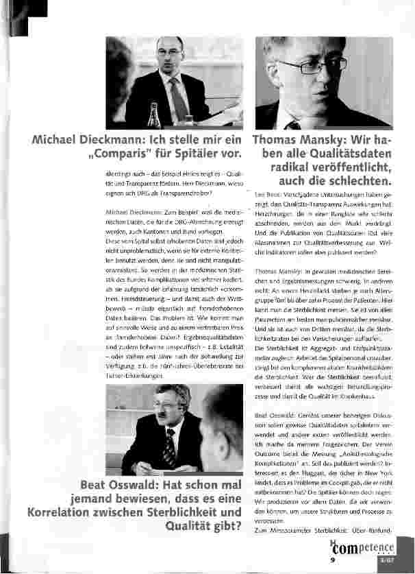 Vorschauseite 3: Spitäler - Top oder Flop: Müssen Spitäler ihre Qualität offen ausweisen? F O C U 5 Müssen